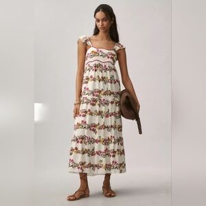 Anthropologie Saylor Ayame Flutter-Sleeve Floral Tiered Maxi Dress